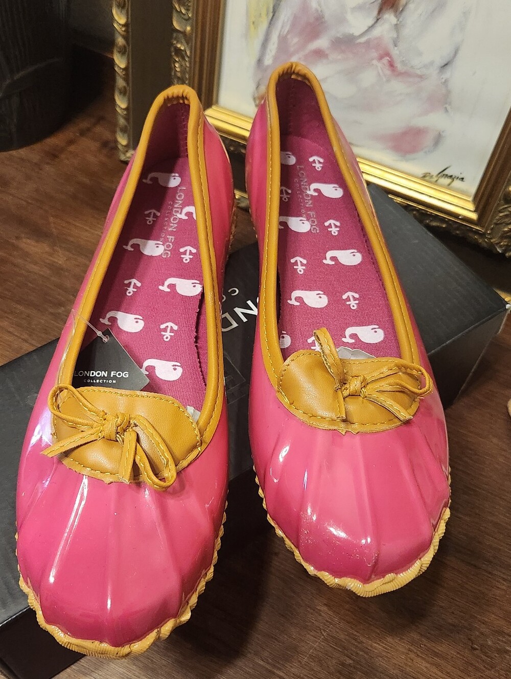 London Fog Pink Patent Ballet Flats WEBSTER Ducks